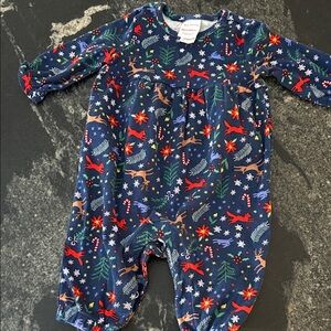 Hanna Andersson Blue Festive Print Kids Footie